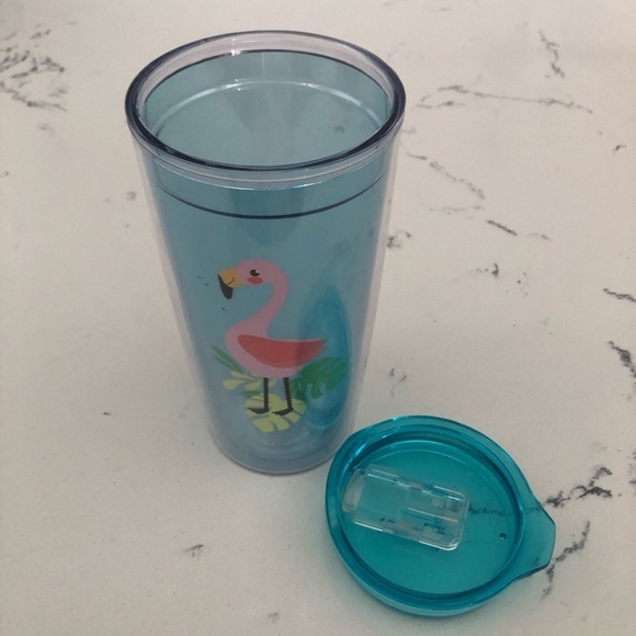 Garden Party Double Wall Tumbler 20 oz. Clear Blue Flamingo Graphic New - Picture 4 of 5